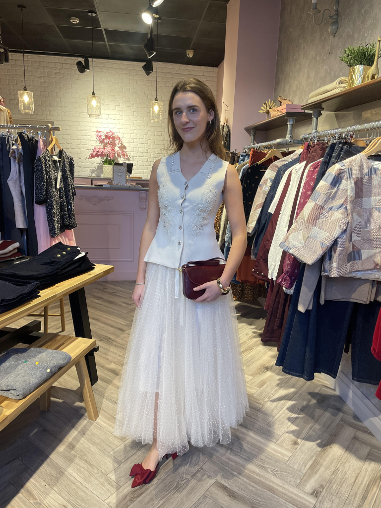 Cream Polka Dot Tulle