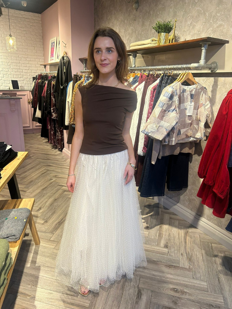 Cream Polka Dot Tulle