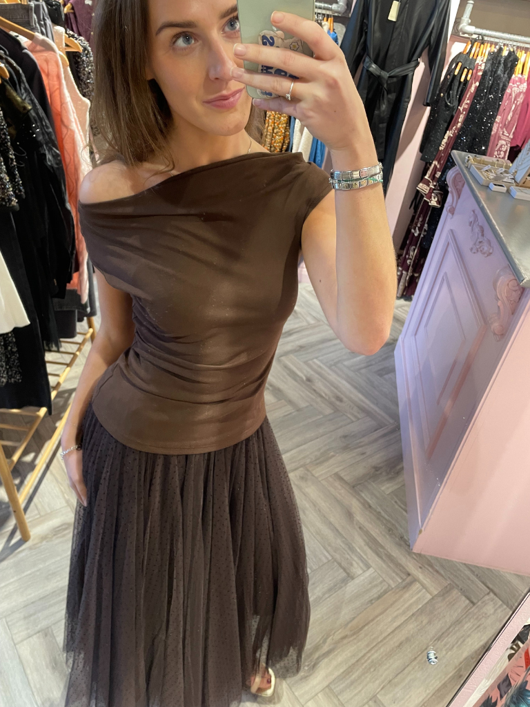 Brown Polka Dot Tulle