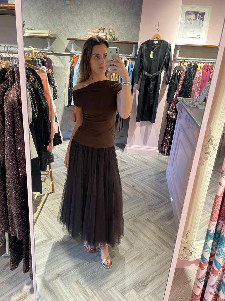 Brown Polka Dot Tulle