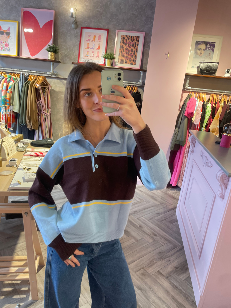 Lizzie Blue Collar Jumper - Blue