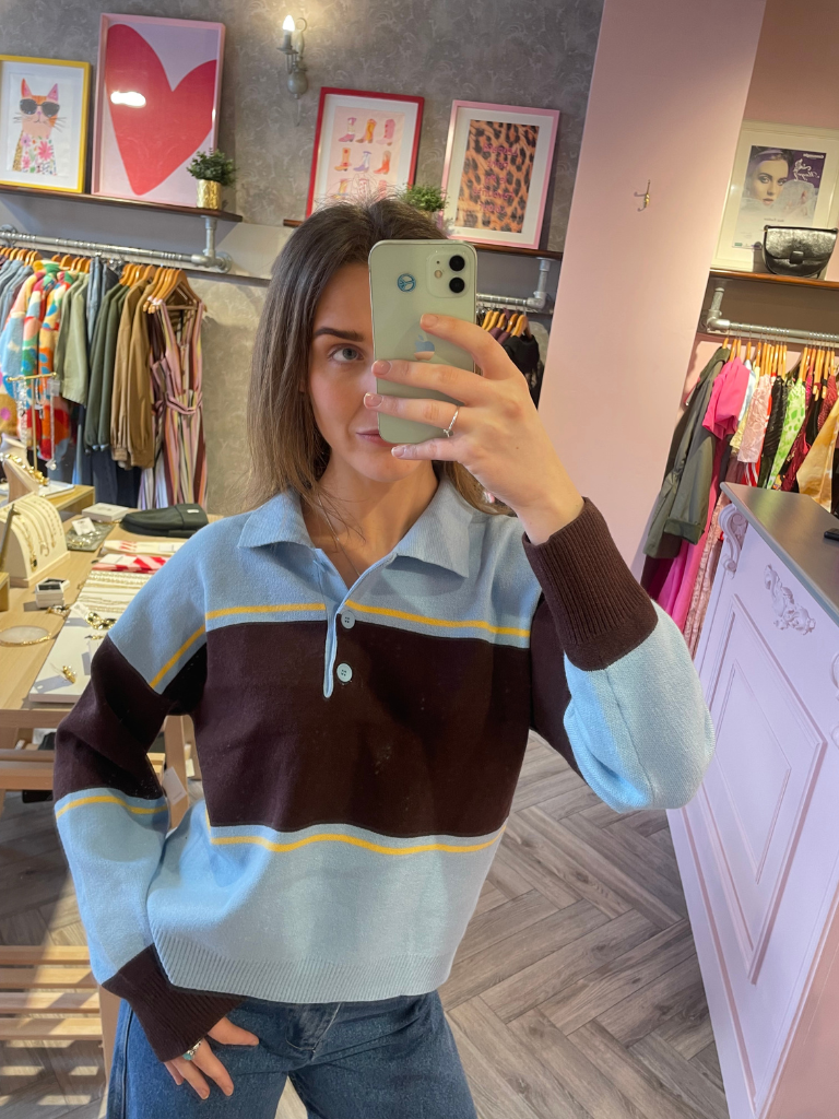 Lizzie Blue Collar Jumper - Blue