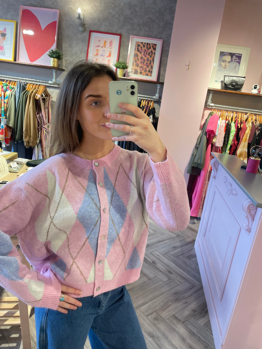 Elsie Pink Diamond Cardigan