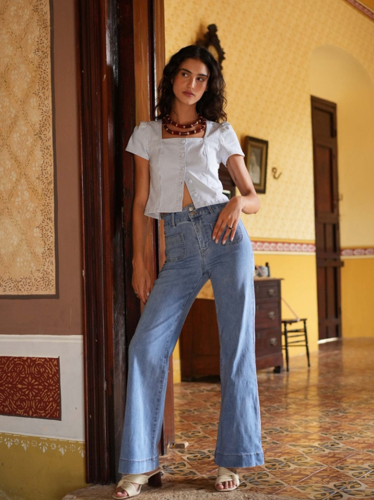 Elena Flare Jeans -Mid light Wash