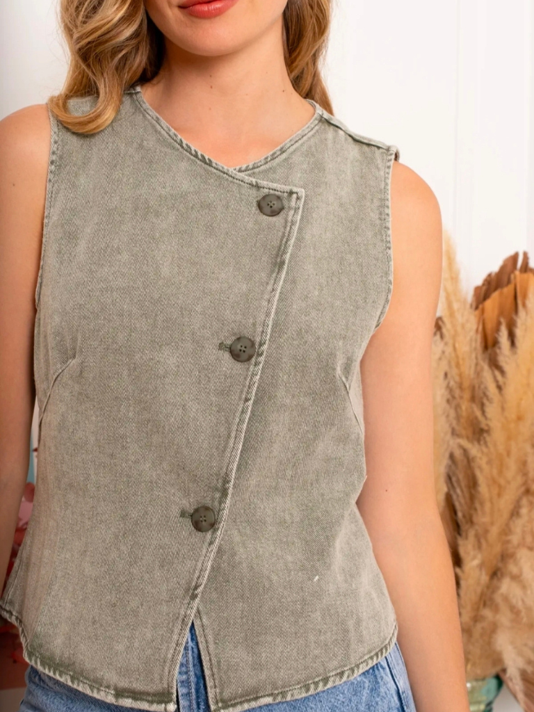 Rio Denim Green Waistcoat