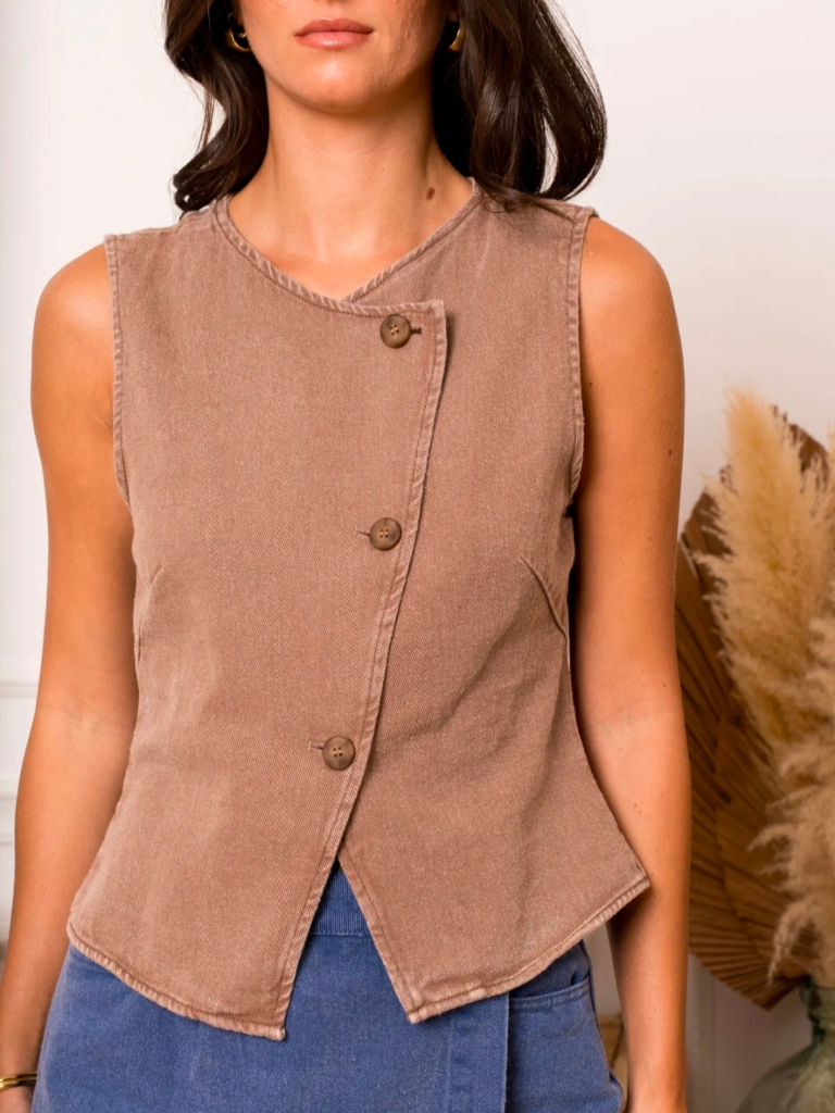 Rio Denim Taupe Waistcoat