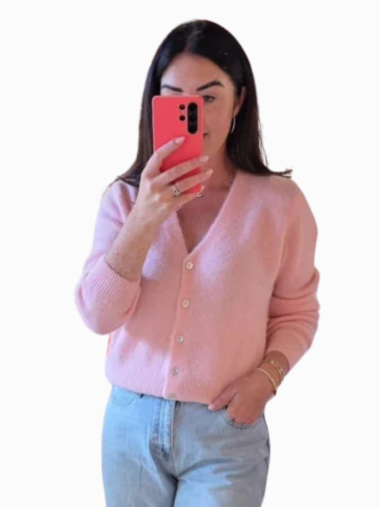 Claire Pink Alpaca Blend Cardigan