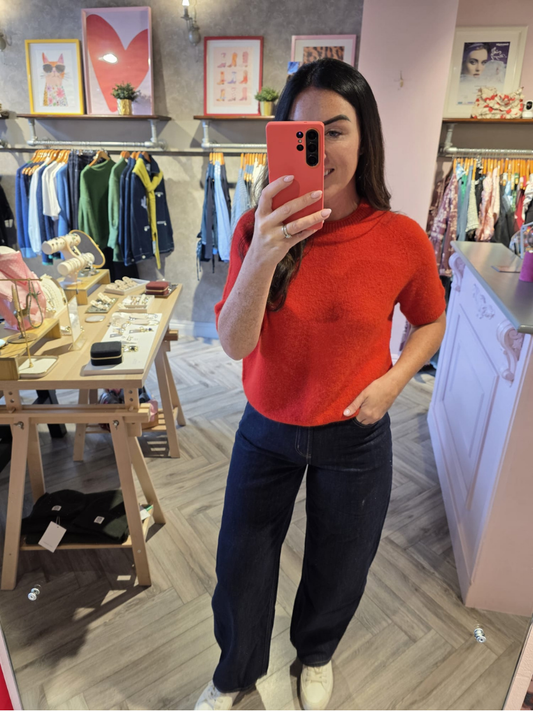 Claire Cherry Red Alpaca Blend Knit