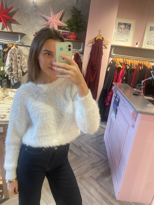 Long Sleeve White fluffy Knit
