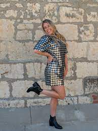 Houndstooth Sequin Dress