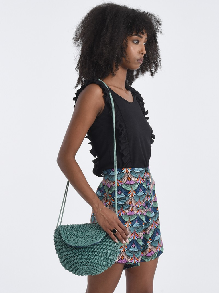 Green discount straw bag